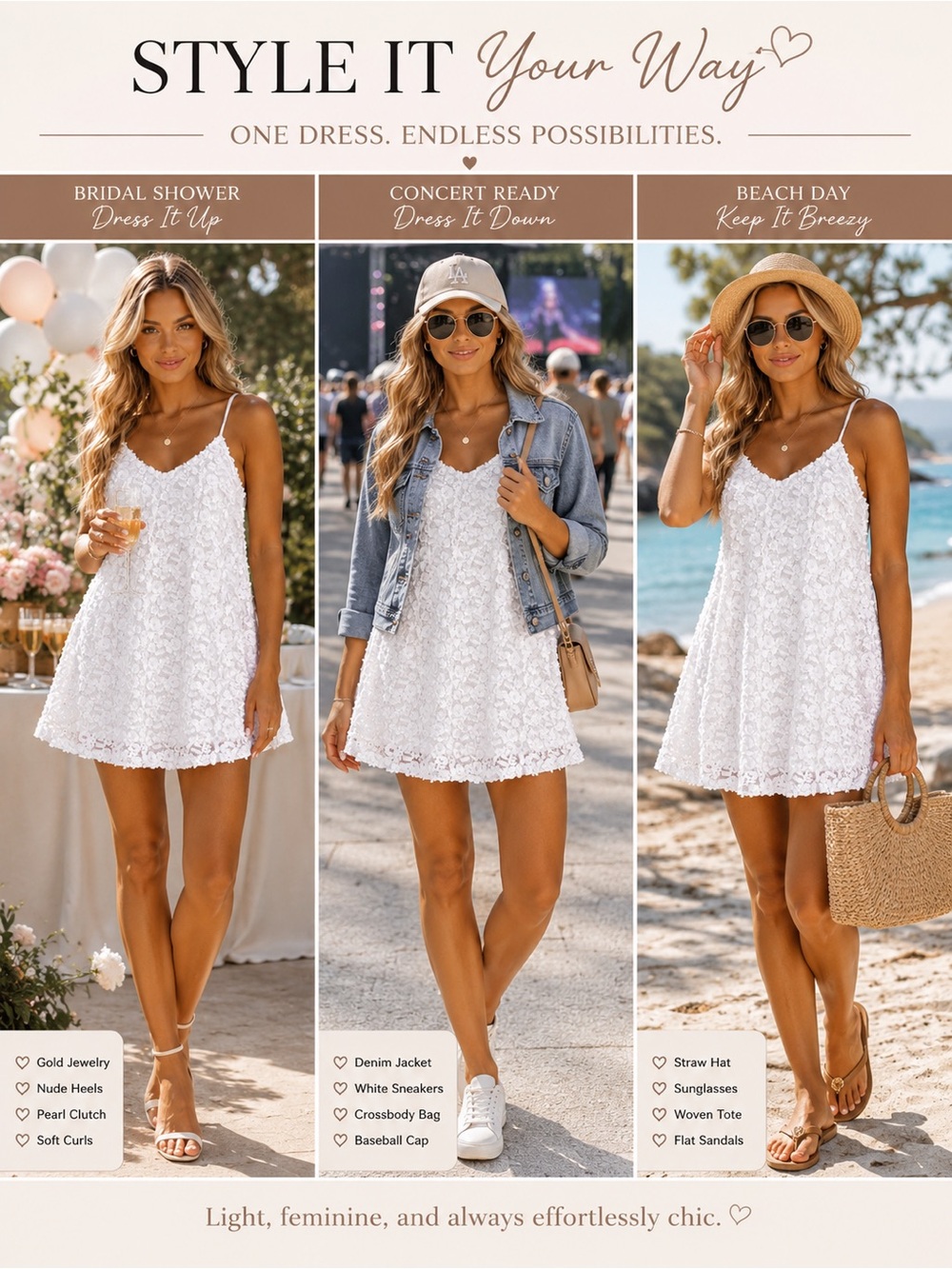 White Floral Sequin Mini Dress - Picture 8 of 9